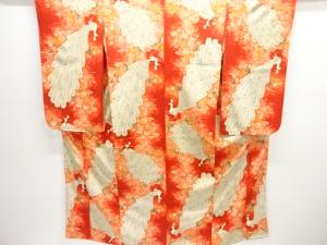 大正ロマン　錦紗孔雀に花模様中振袖